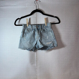 OLD NAVY Hi-Rise Light Denim Distressed Adjustable Waist Girls Shorts Size 6
